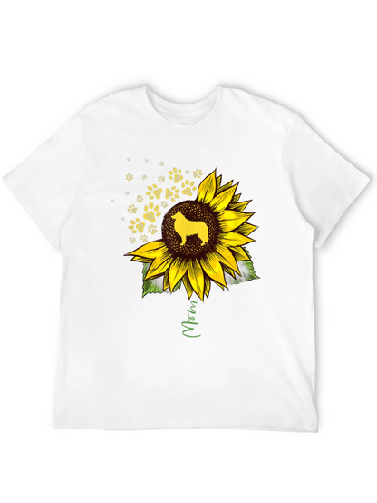 Camiseta Negra con Girasol y Perro Collie Mom