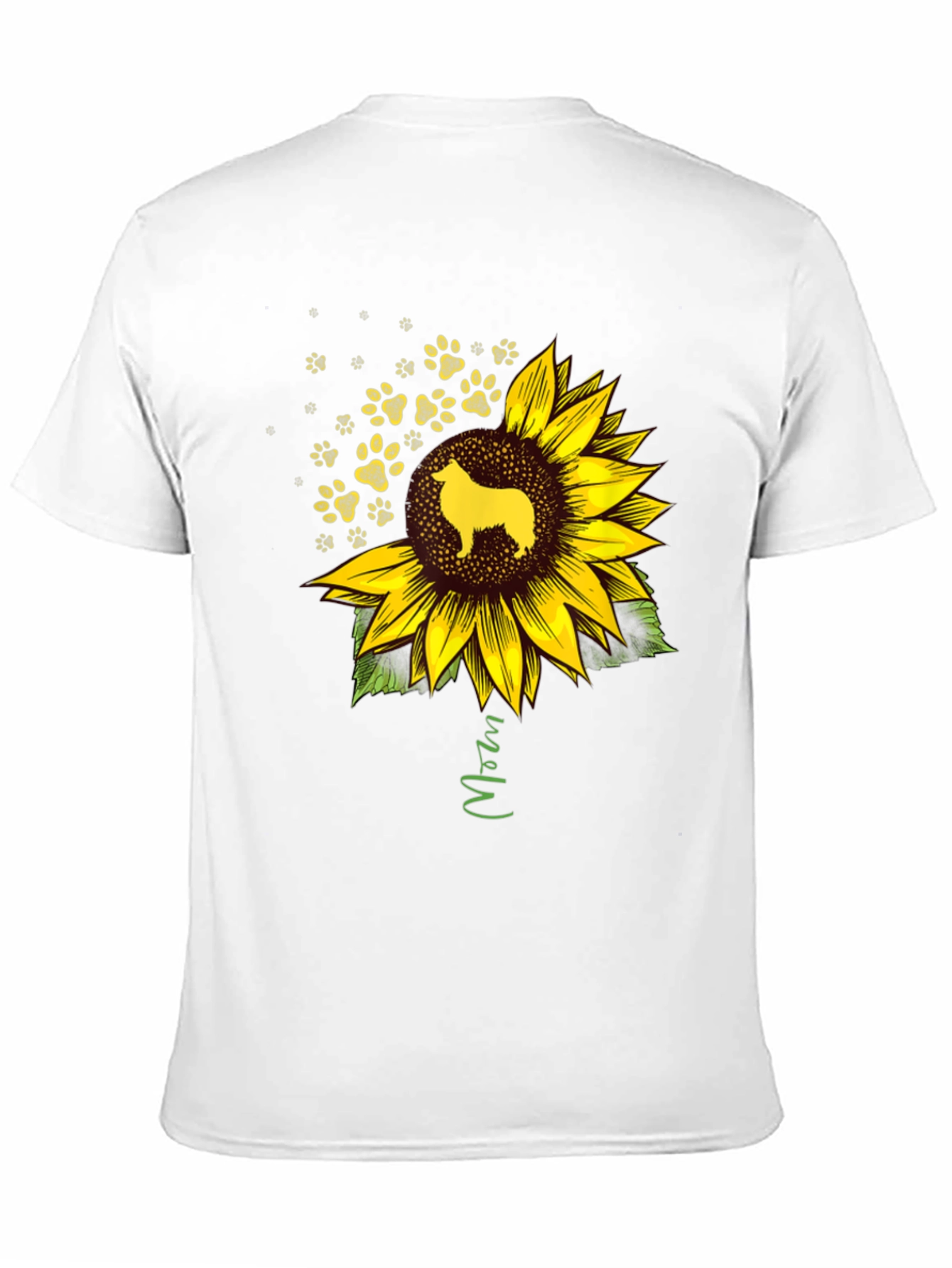 Camiseta Negra con Girasol y Perro Collie Mom