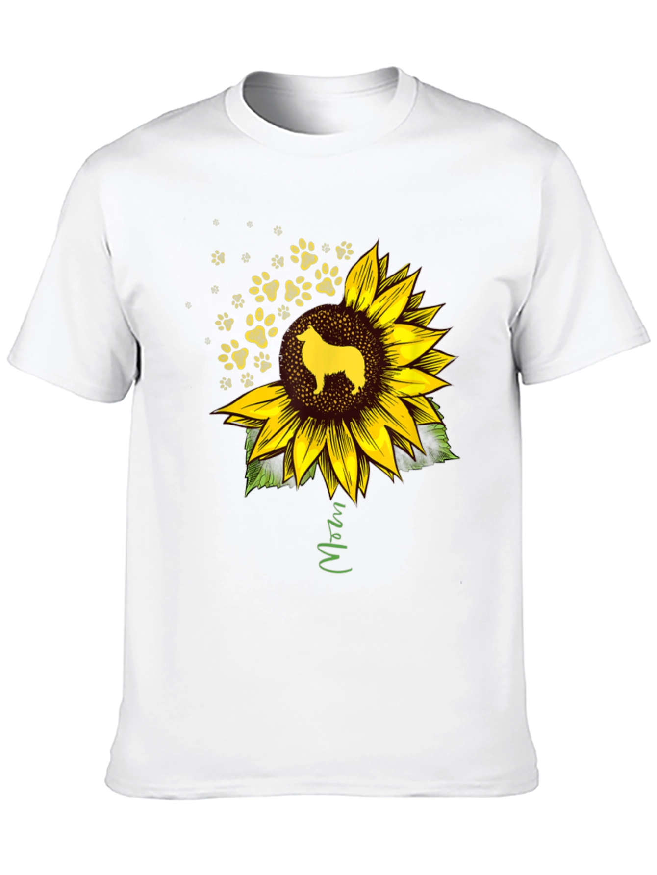 Camiseta Negra con Girasol y Perro Collie Mom