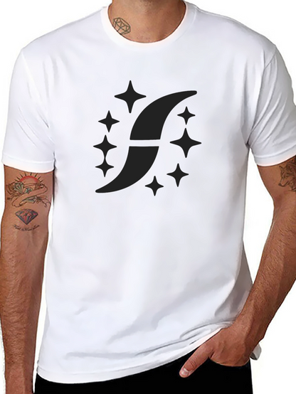 Camiseta Negra Hombre Diseño Estelar Casual