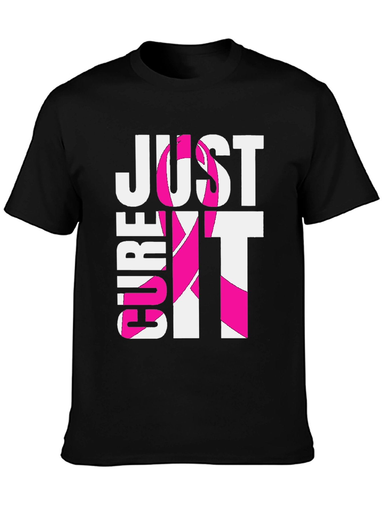 Camiseta Negra “Cure It” Con Cinta Rosa