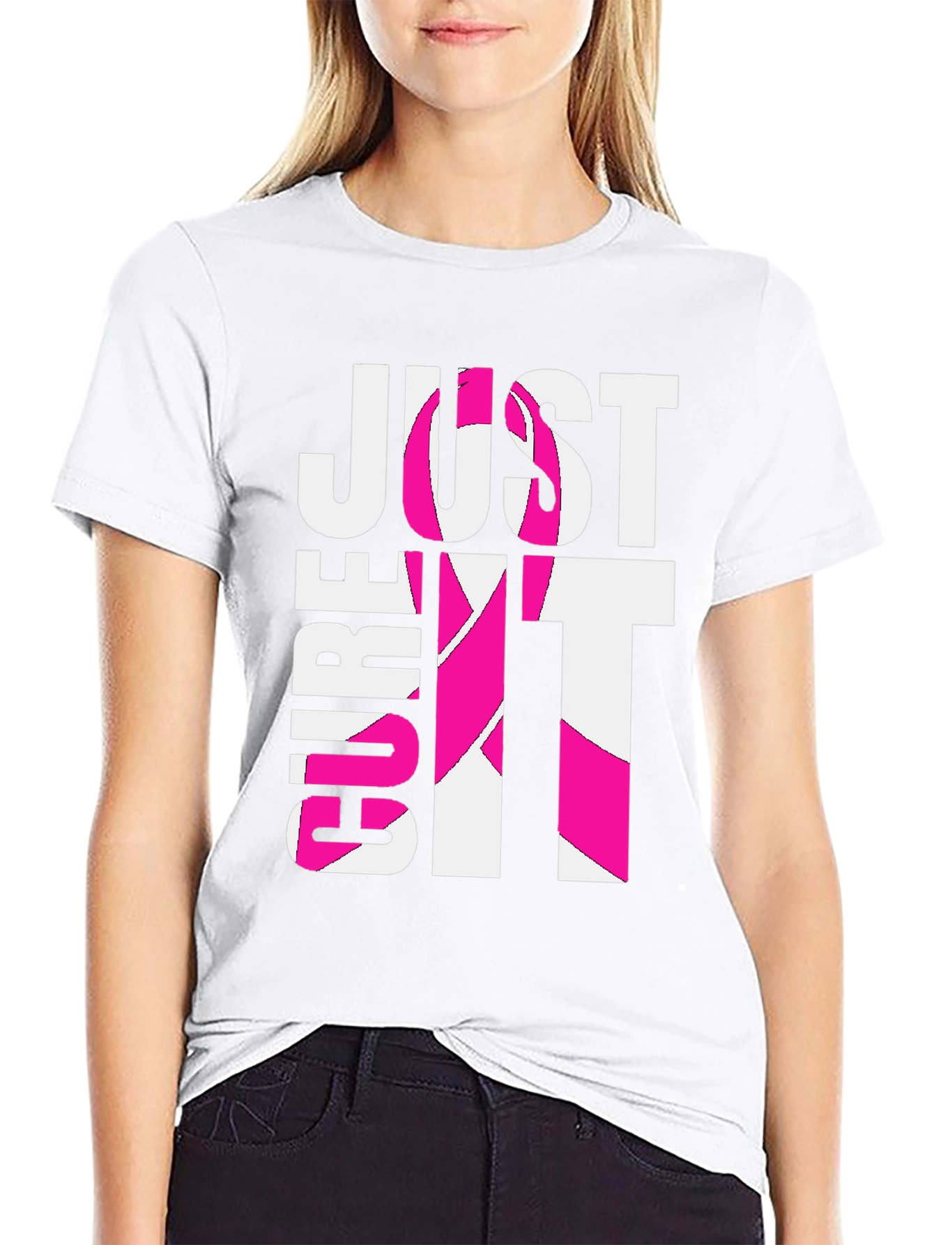 Camiseta Negra “Cure It” Con Cinta Rosa