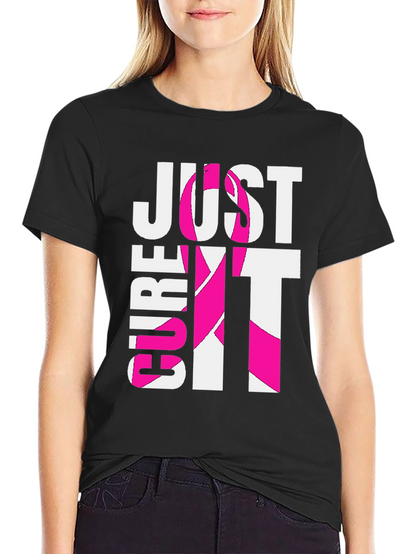 Camiseta Negra “Cure It” Con Cinta Rosa