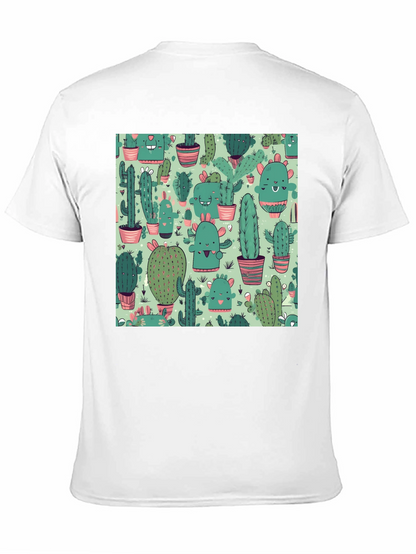 Camiseta Negra con Estampado de Cactus Kawaii