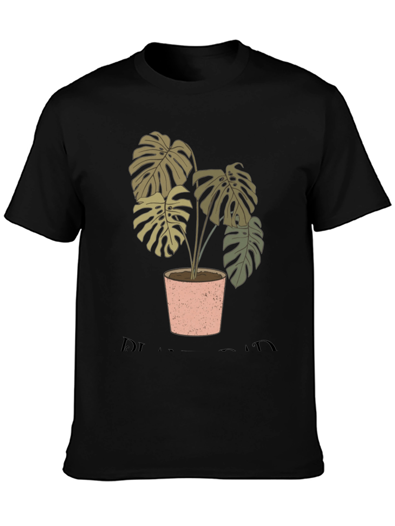 Camiseta Negra con Diseño de Planta Monstera