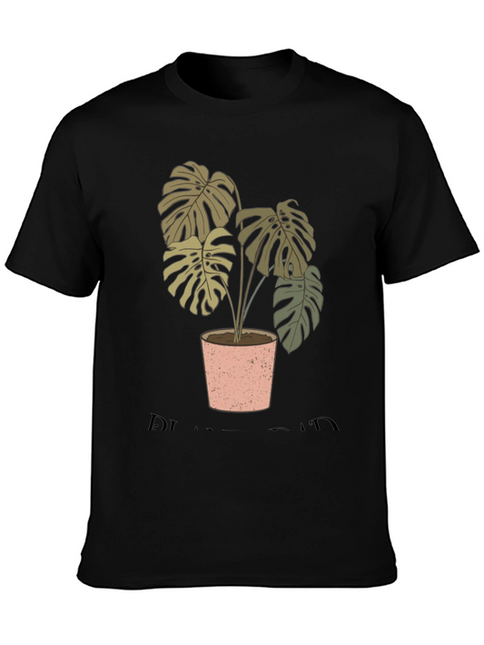 Camiseta Negra con Diseño de Planta Monstera