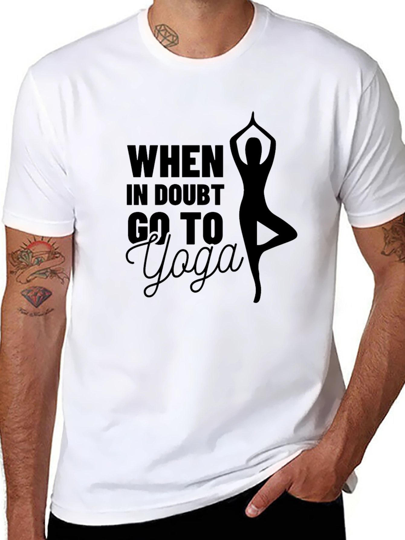 Camiseta Negra con Diseño de Yoga para Hombre