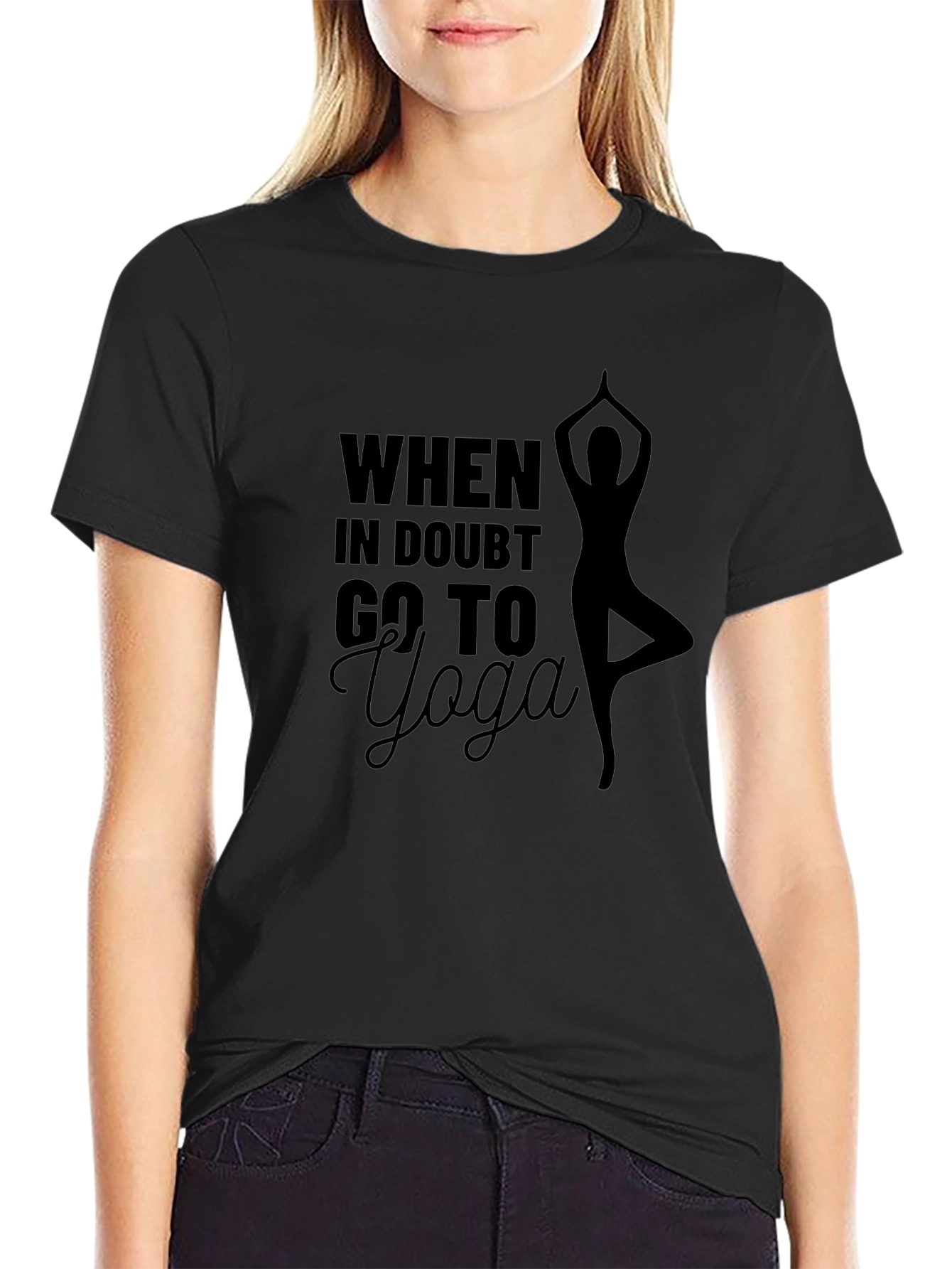 Camiseta Negra con Diseño de Yoga para Hombre
