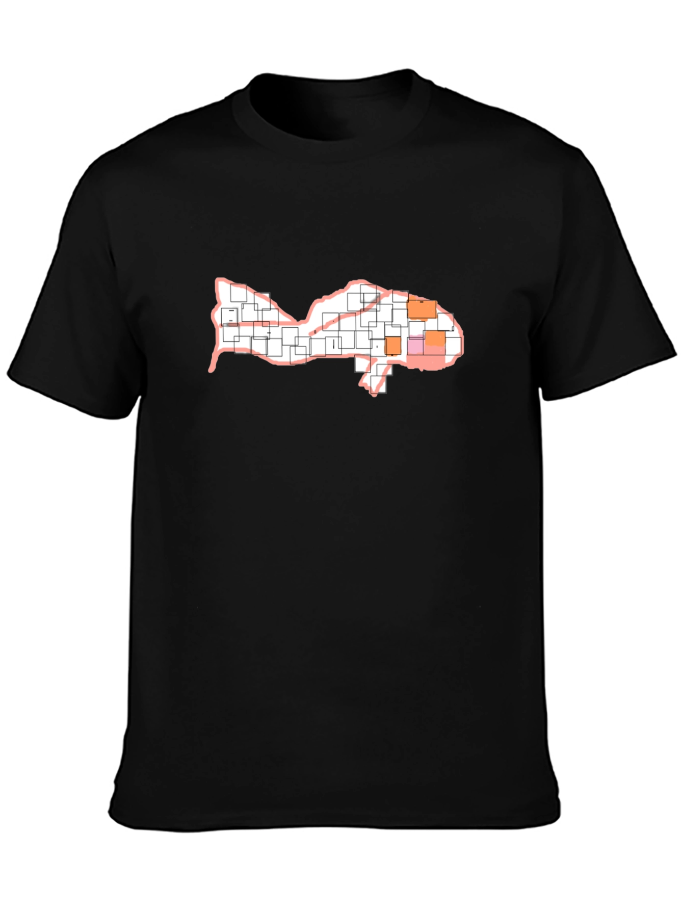 Camiseta Negra Diseño Pez Abstracto