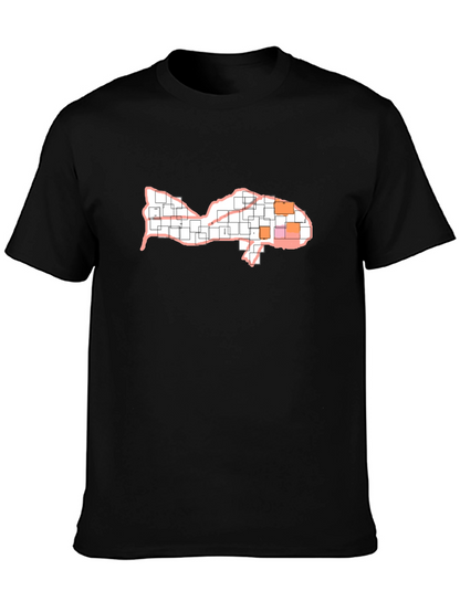 Camiseta Negra Diseño Pez Abstracto