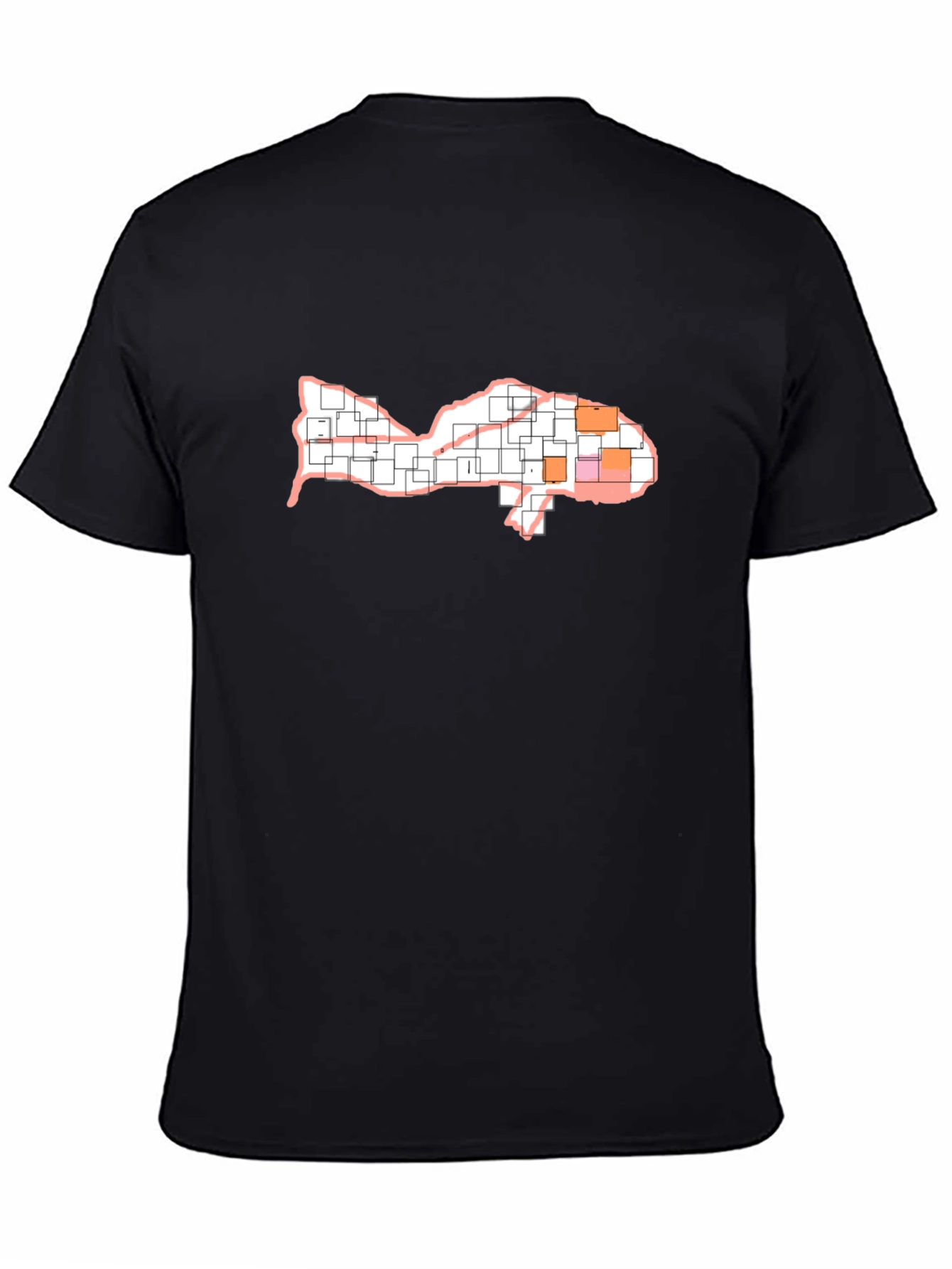 Camiseta Negra Diseño Pez Abstracto