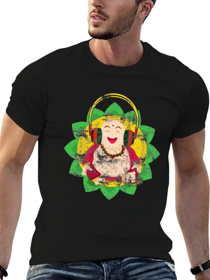 Camiseta Buda Feliz con Audífonos