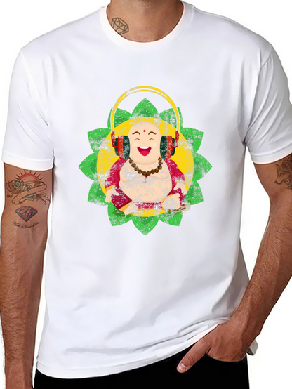 Camiseta Buda Feliz con Audífonos