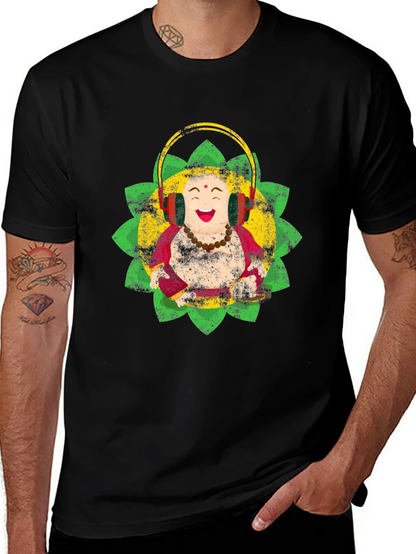 Camiseta Buda Feliz con Audífonos