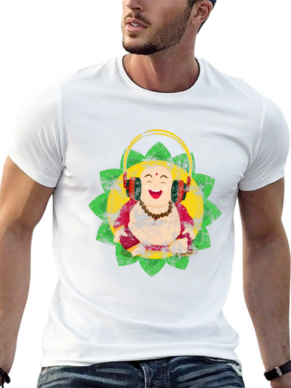 Camiseta Buda Feliz con Audífonos