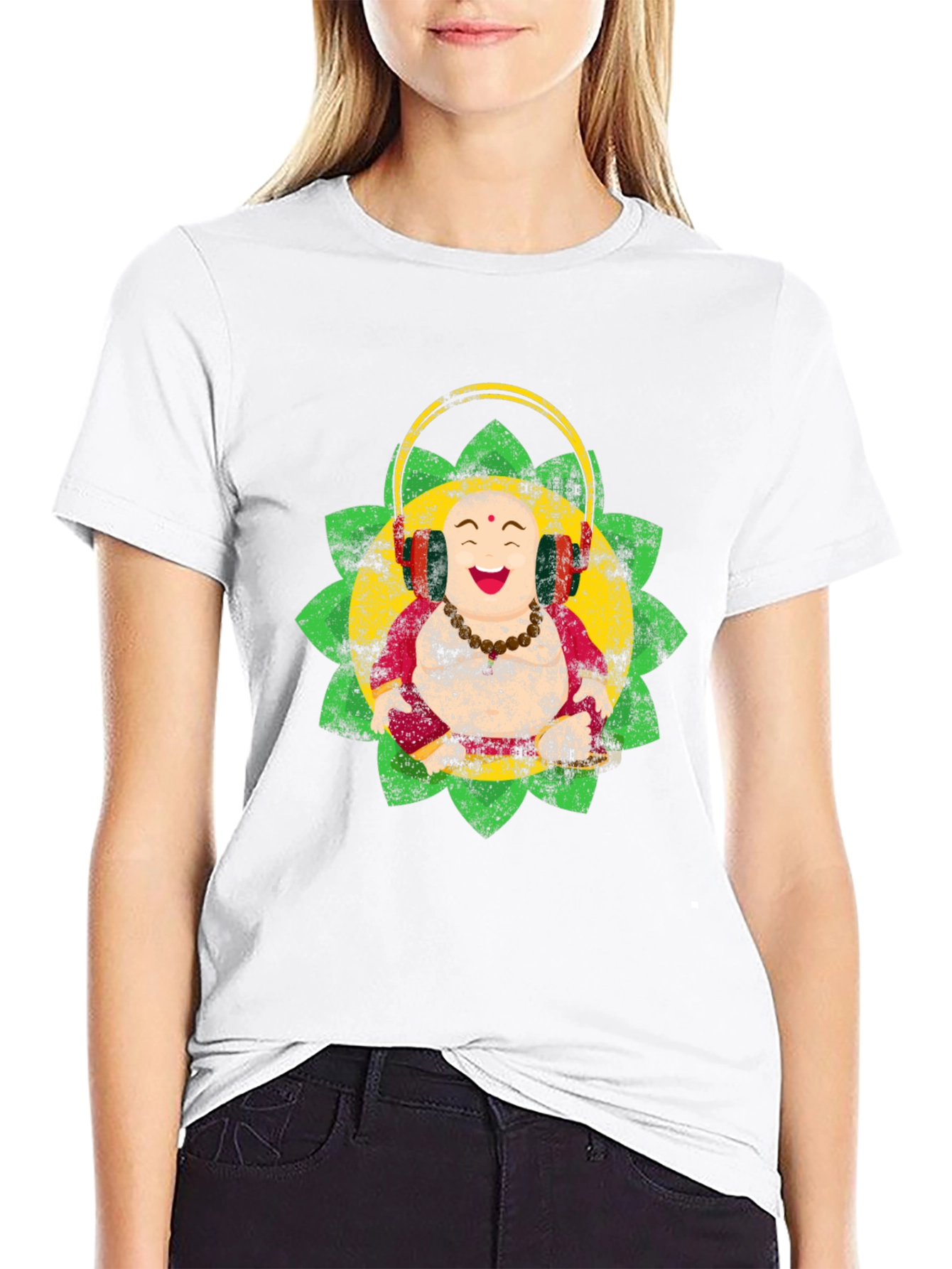 Camiseta Buda Feliz con Audífonos