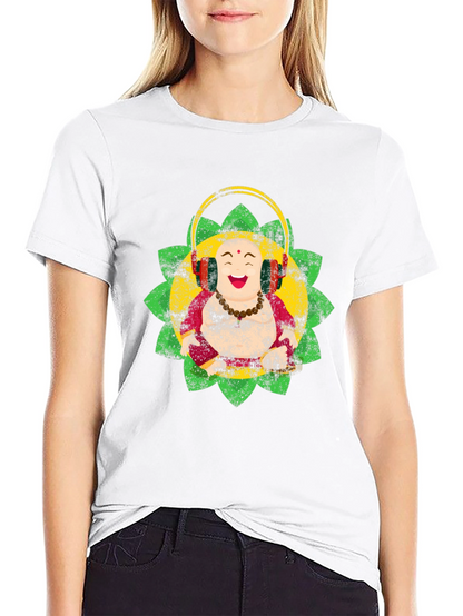 Camiseta Buda Feliz con Audífonos