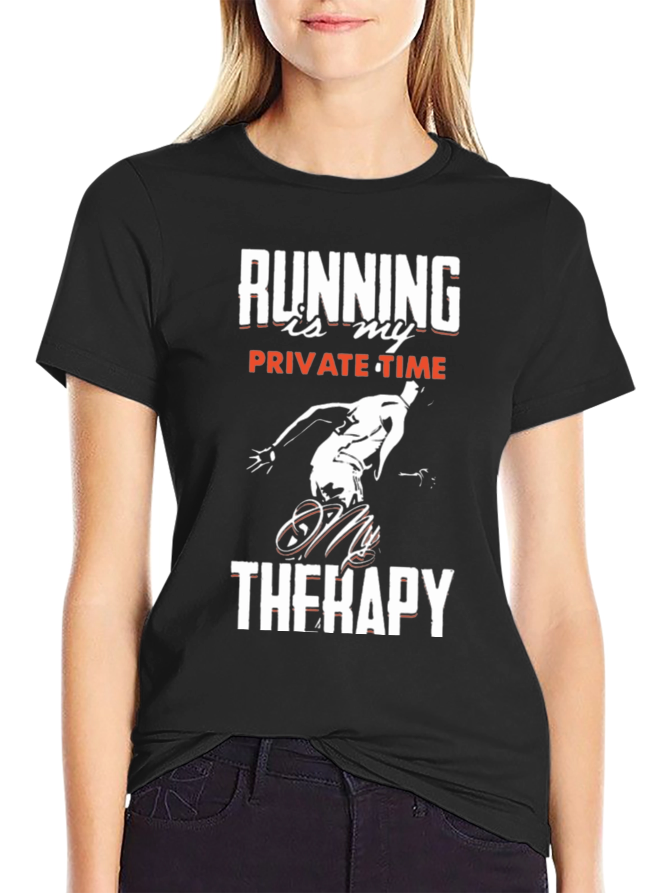 Camiseta Negra: Running is My Therapy