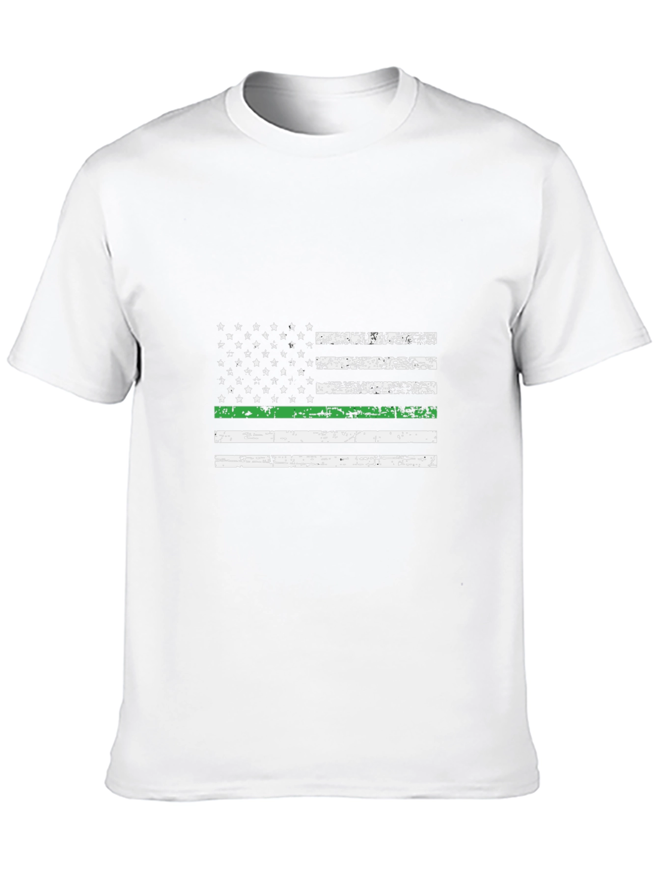 Camiseta Negra Bandera Americana Línea Verde