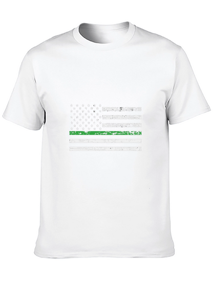 Camiseta Negra Bandera Americana Línea Verde