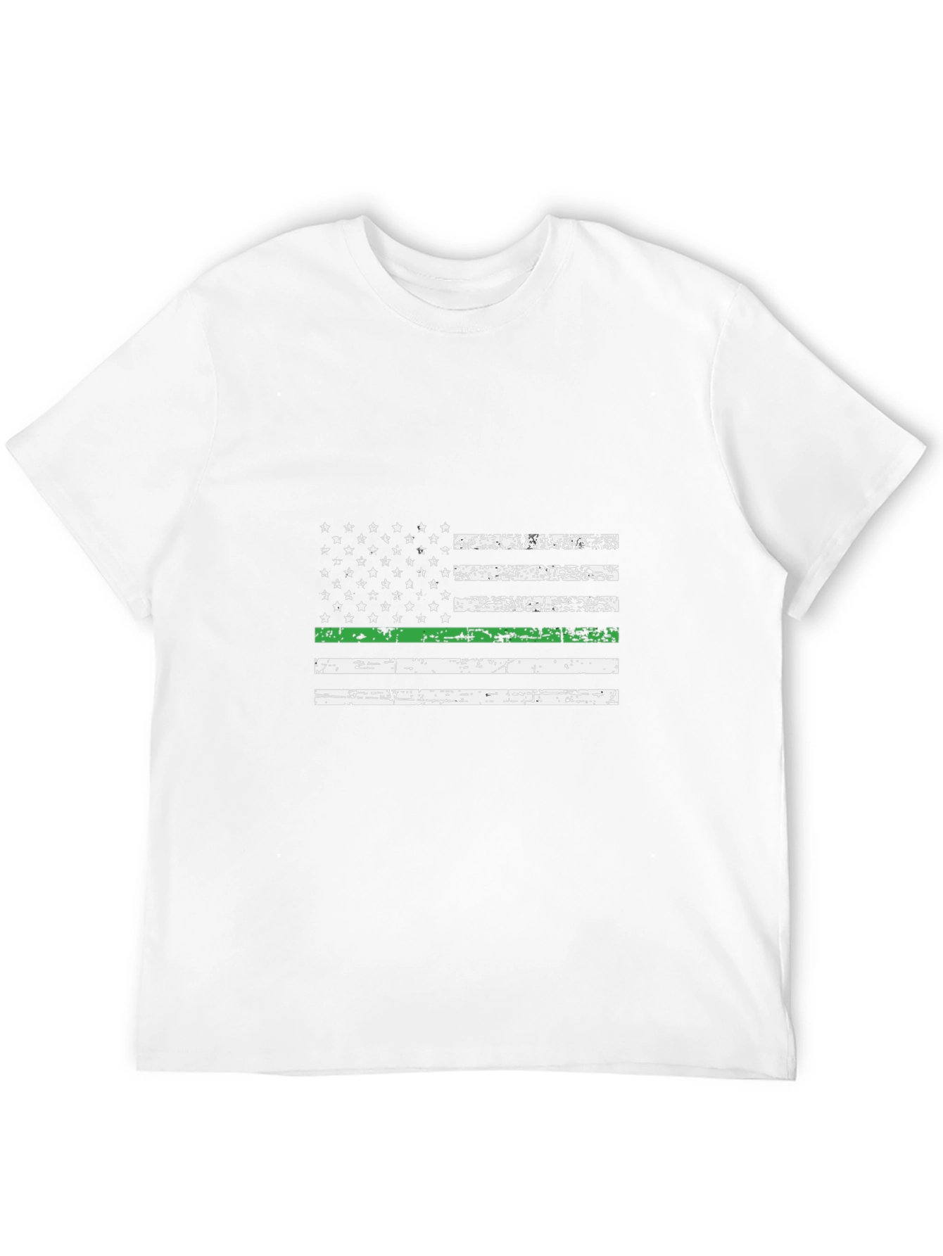 Camiseta Negra Bandera Americana Línea Verde