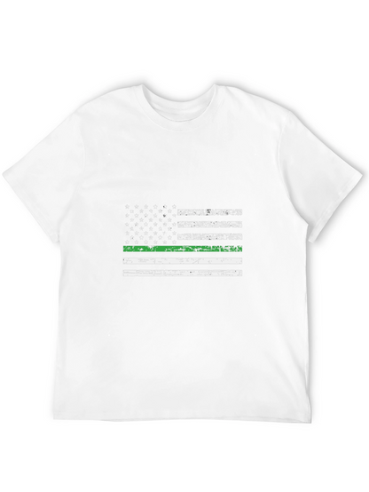 Camiseta Negra Bandera Americana Línea Verde