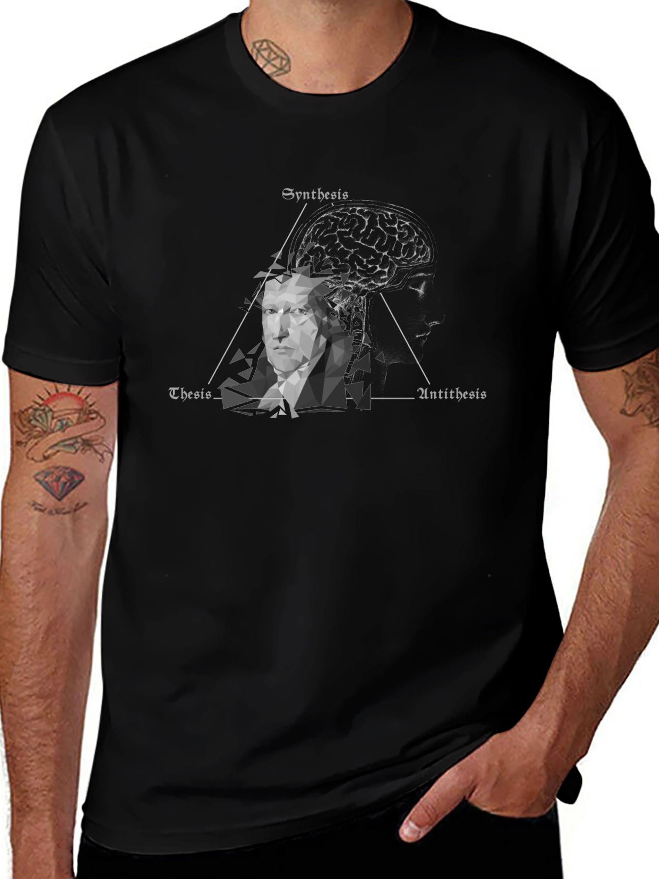 Camiseta Negra Filosofía Hegeliana: Tesis Antítesis Síntesis
