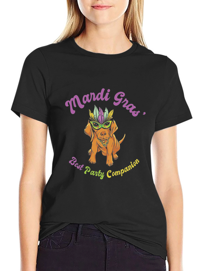 Camiseta Negra Perro Mardi Gras