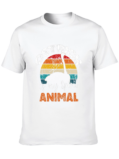 Camiseta Negra con Diseño de Avestruz Retro