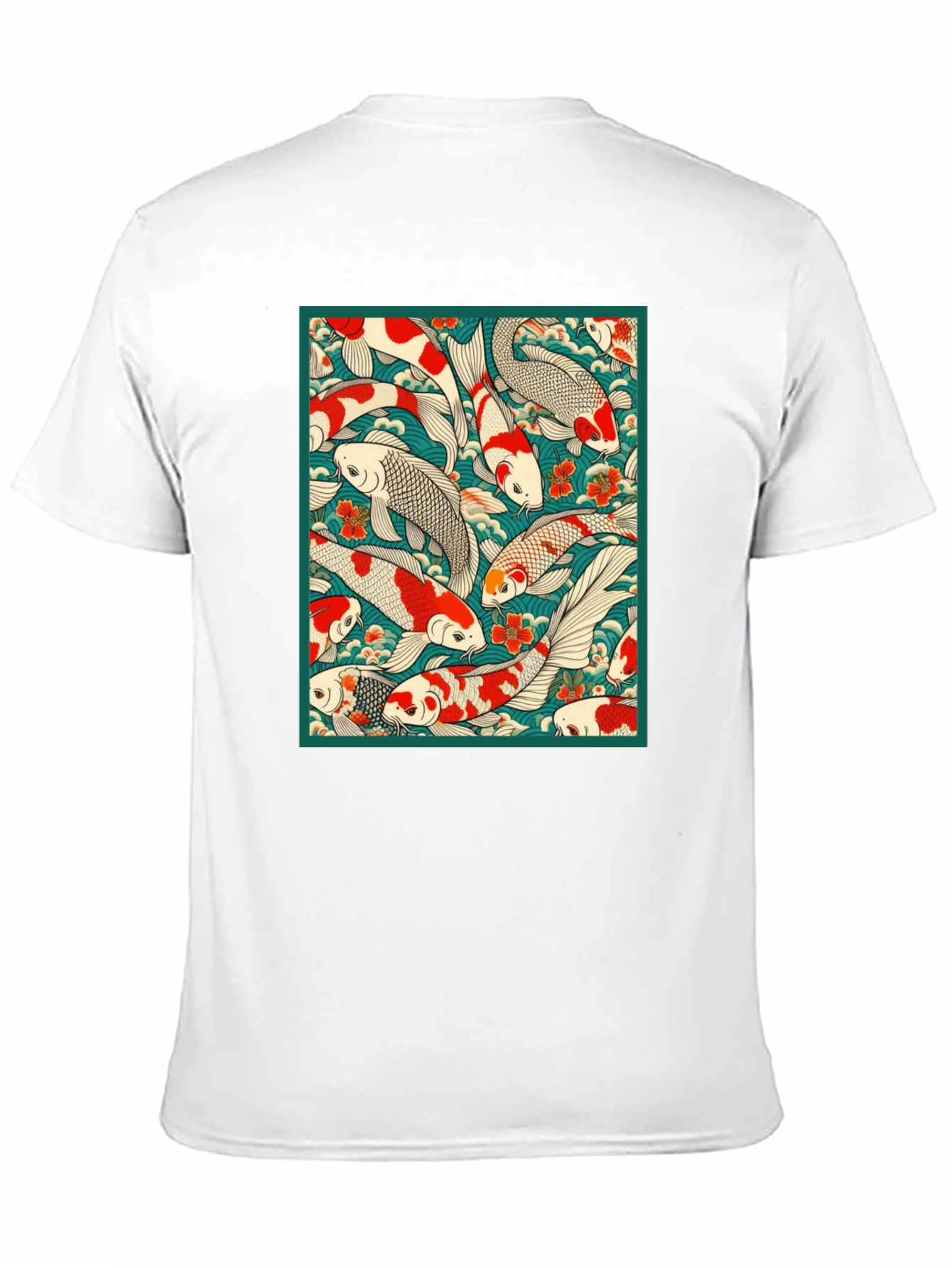 Camiseta Negra Estampado Koi Japonés