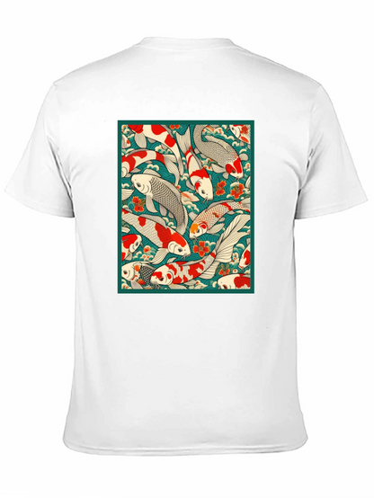 Camiseta Negra Estampado Koi Japonés