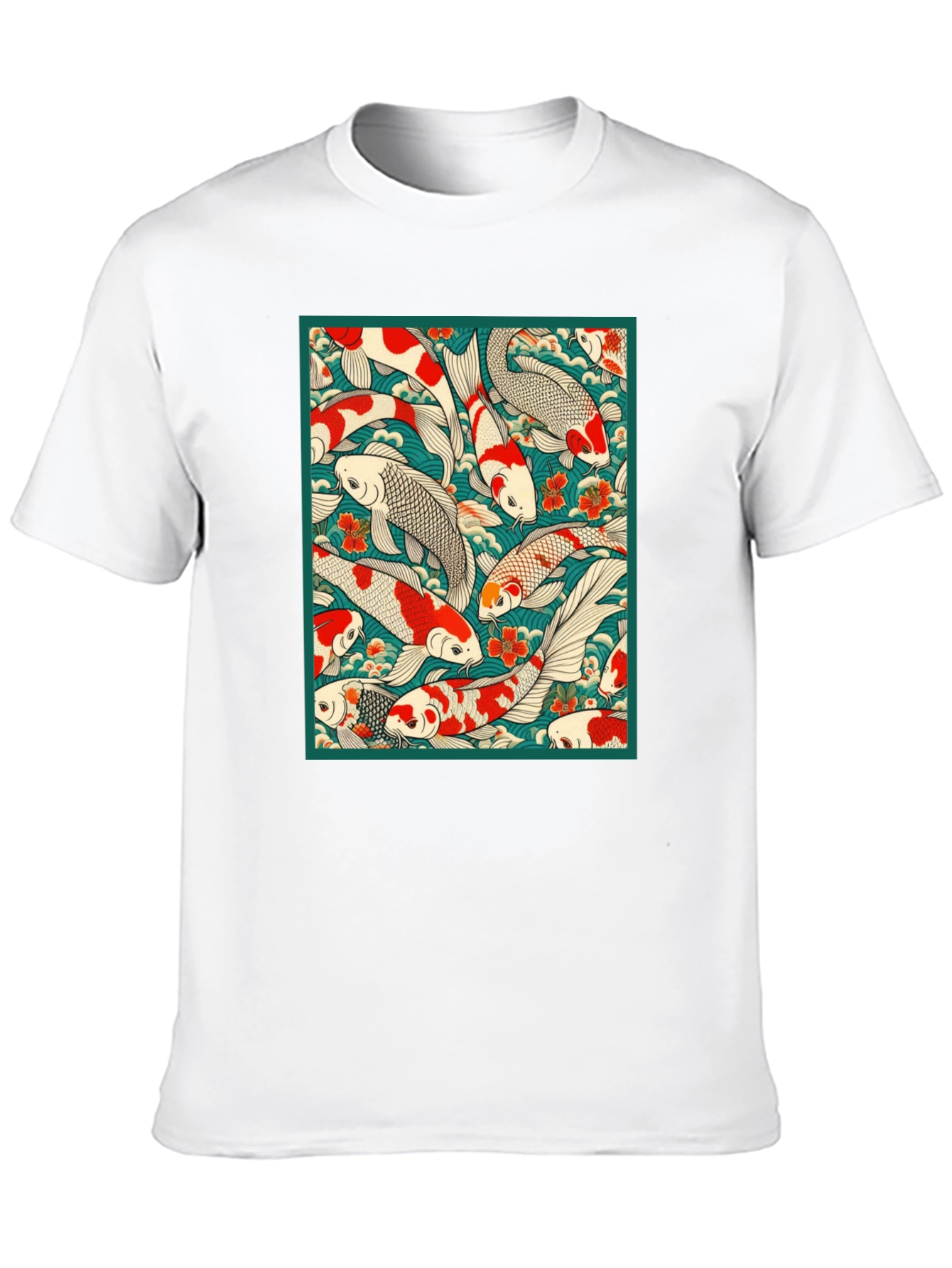 Camiseta Negra Estampado Koi Japonés