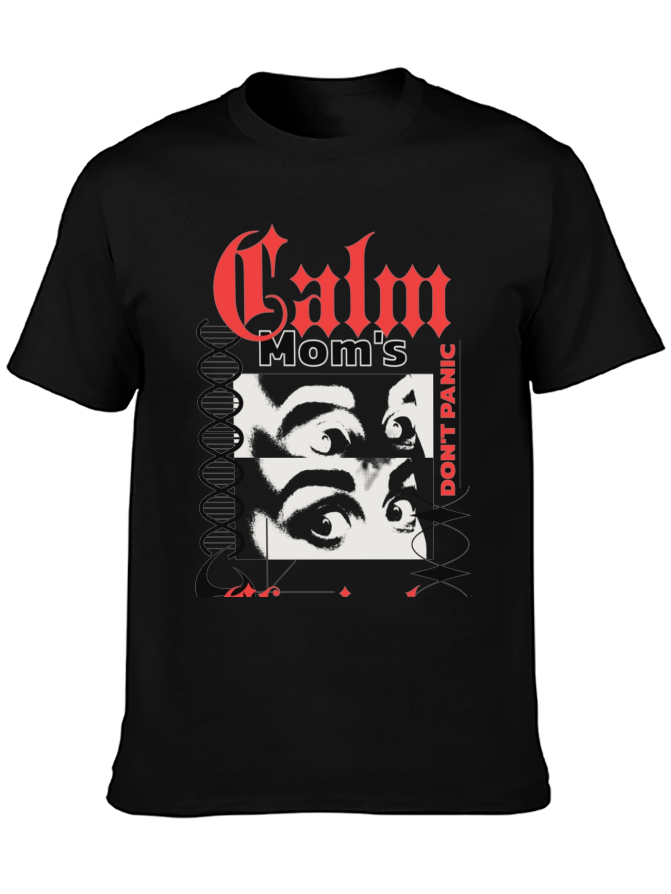 Camiseta Negra con Diseño Calm Moms Dont Panic