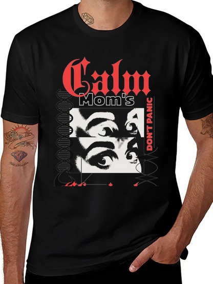 Camiseta Negra con Diseño Calm Moms Dont Panic