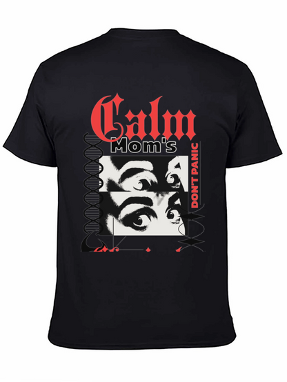 Camiseta Negra con Diseño Calm Moms Dont Panic