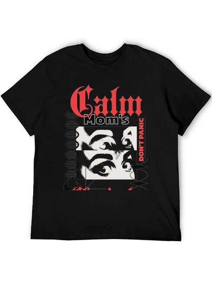 Camiseta Negra con Diseño Calm Moms Dont Panic