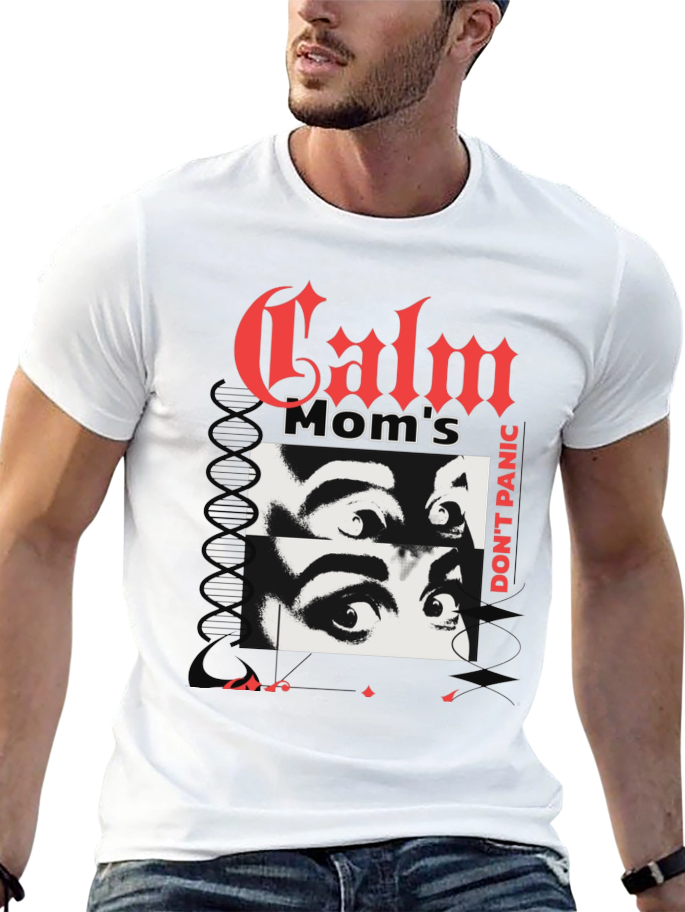 Camiseta Negra con Diseño Calm Moms Dont Panic