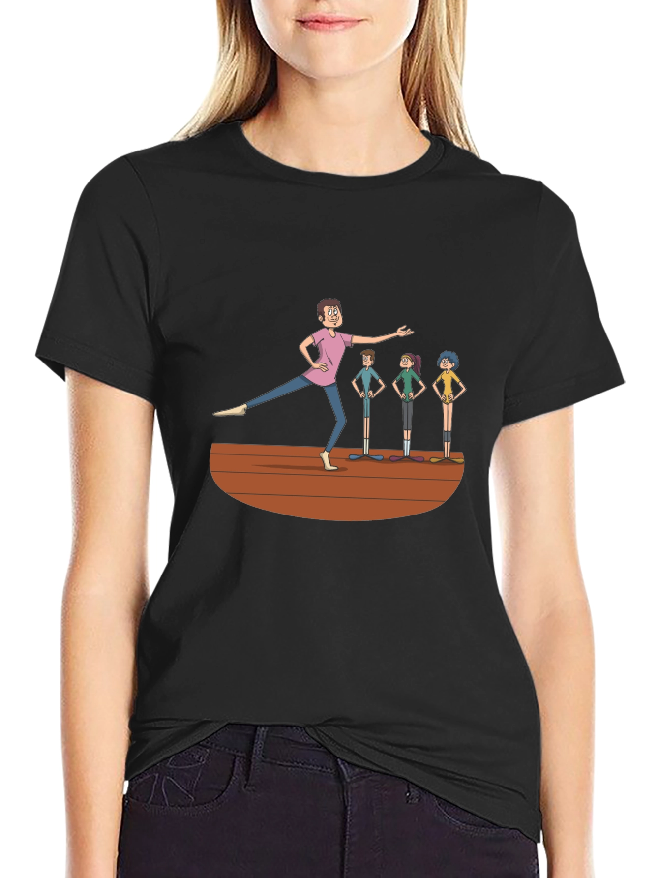 Camiseta Negra con Diseño de Clase de Ballet