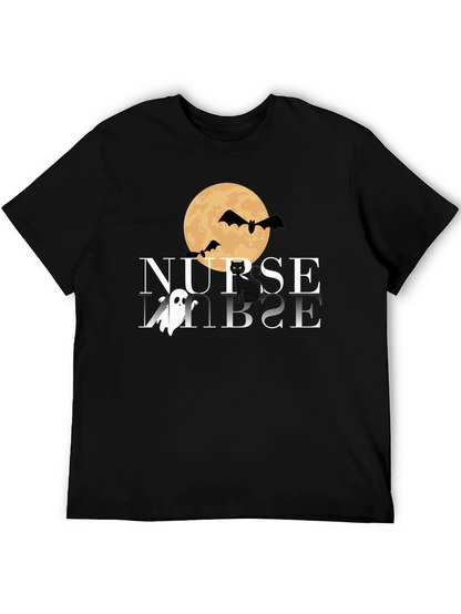 Camiseta Halloween Enfermera: Luna Murciélagos y Gato