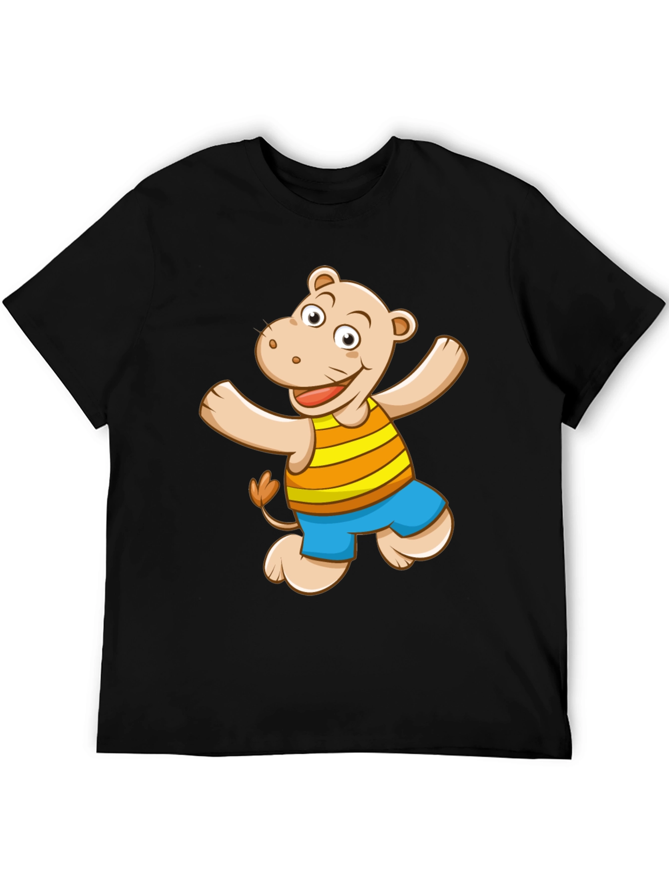 Camiseta Negra con Diseño de Hipopótamo Animado
