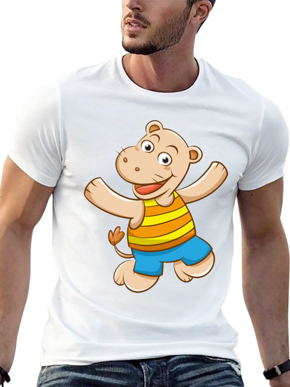 Camiseta Negra con Diseño de Hipopótamo Animado