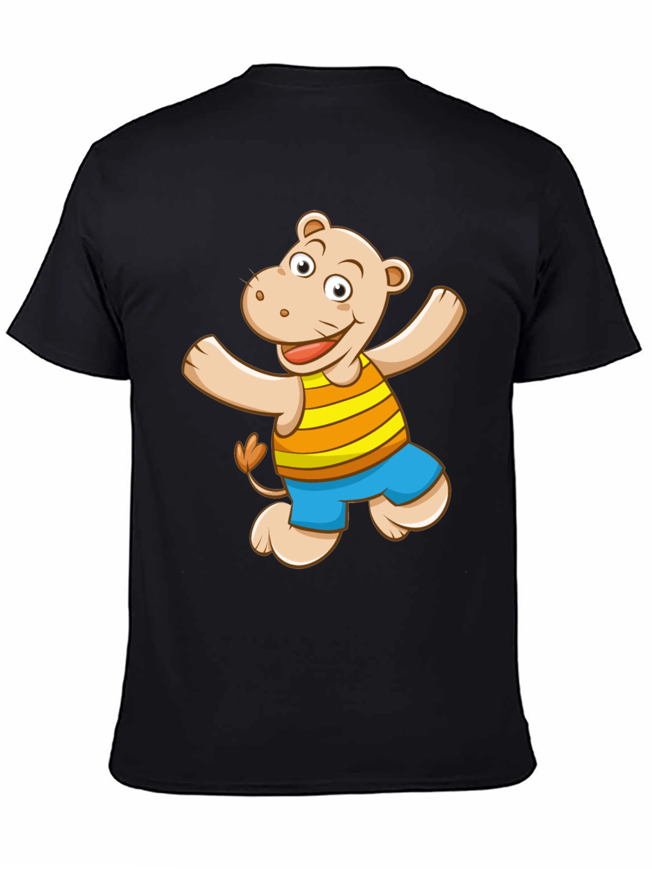 Camiseta Negra con Diseño de Hipopótamo Animado