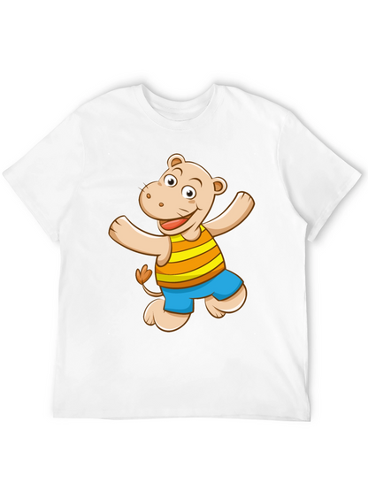 Camiseta Negra con Diseño de Hipopótamo Animado