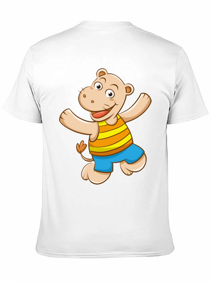 Camiseta Negra con Diseño de Hipopótamo Animado