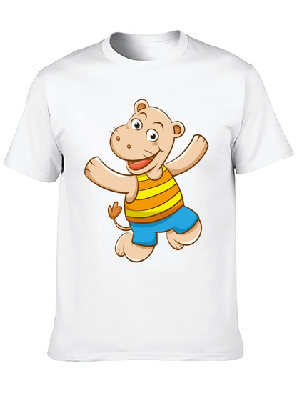 Camiseta Negra con Diseño de Hipopótamo Animado