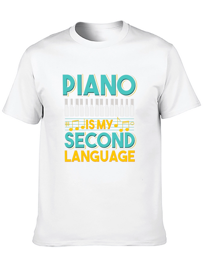 Camiseta Negra Piano Is My Second Language