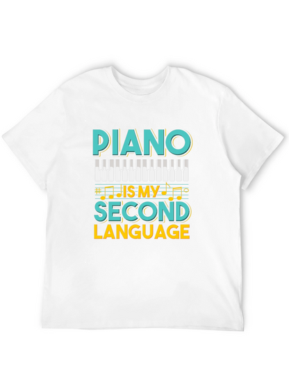 Camiseta Negra Piano Is My Second Language