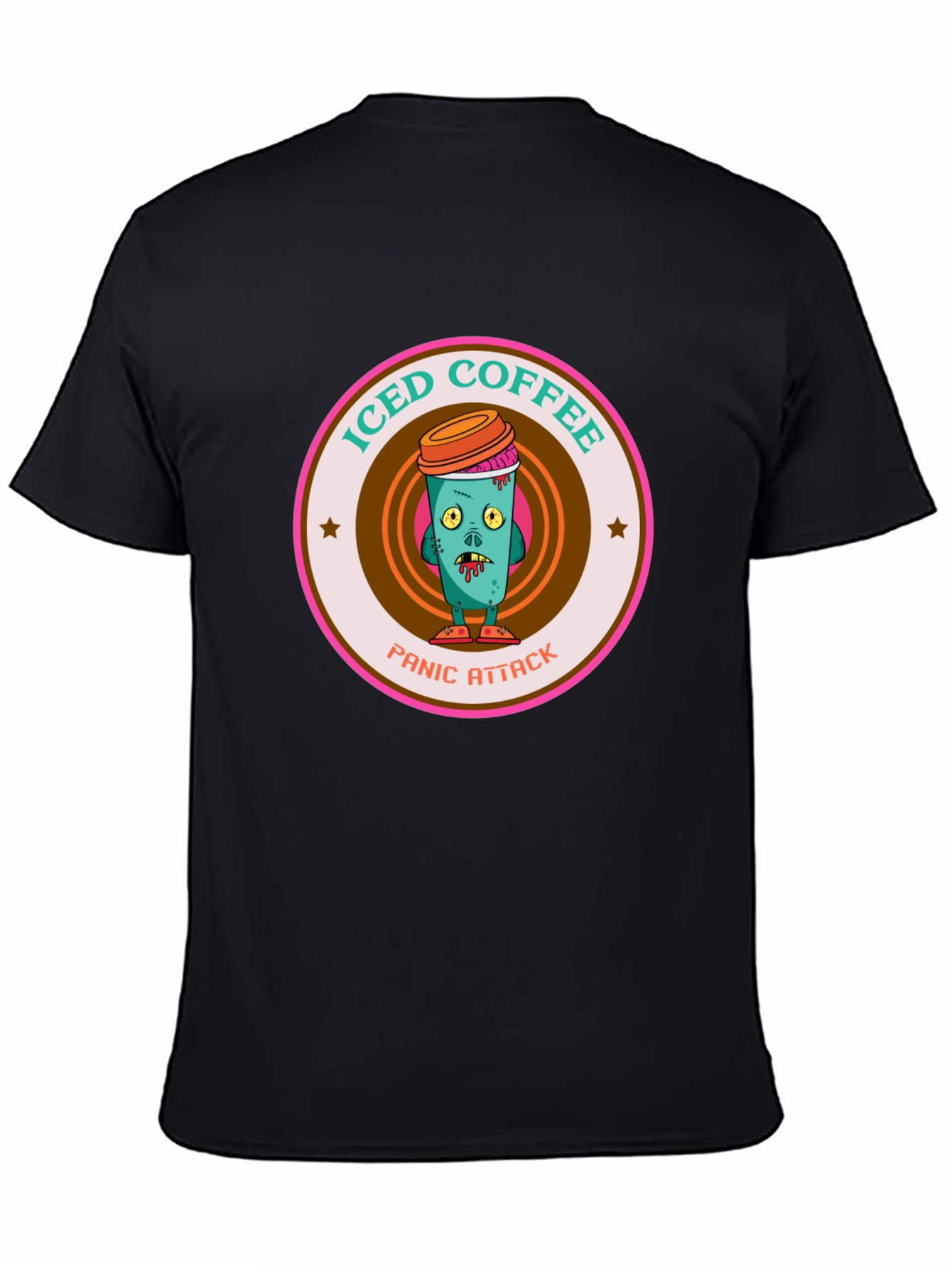 Camiseta Negra Ataque de Pánico Café Helado Zombie