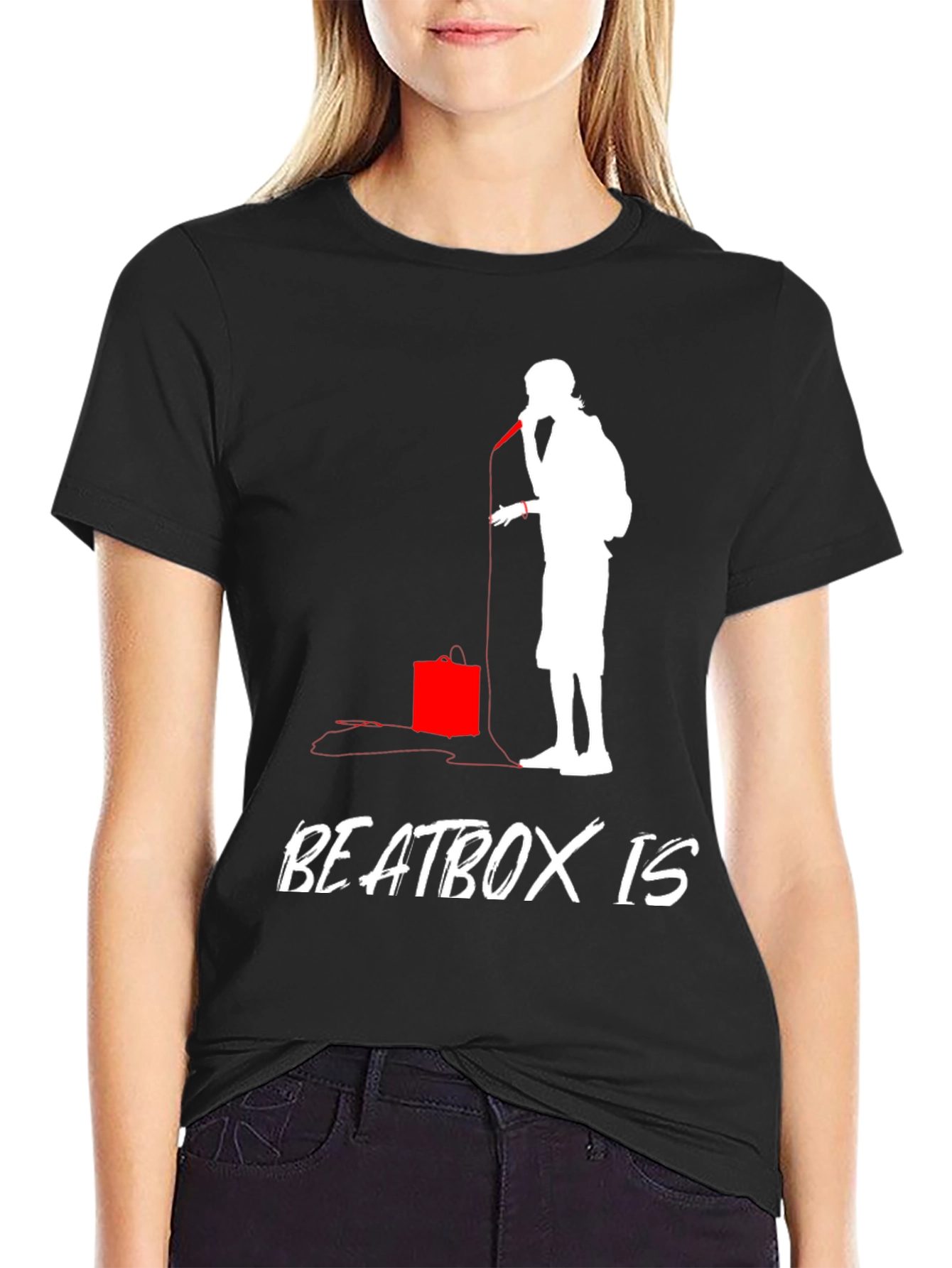 Camiseta Negra con Diseño de Beatbox