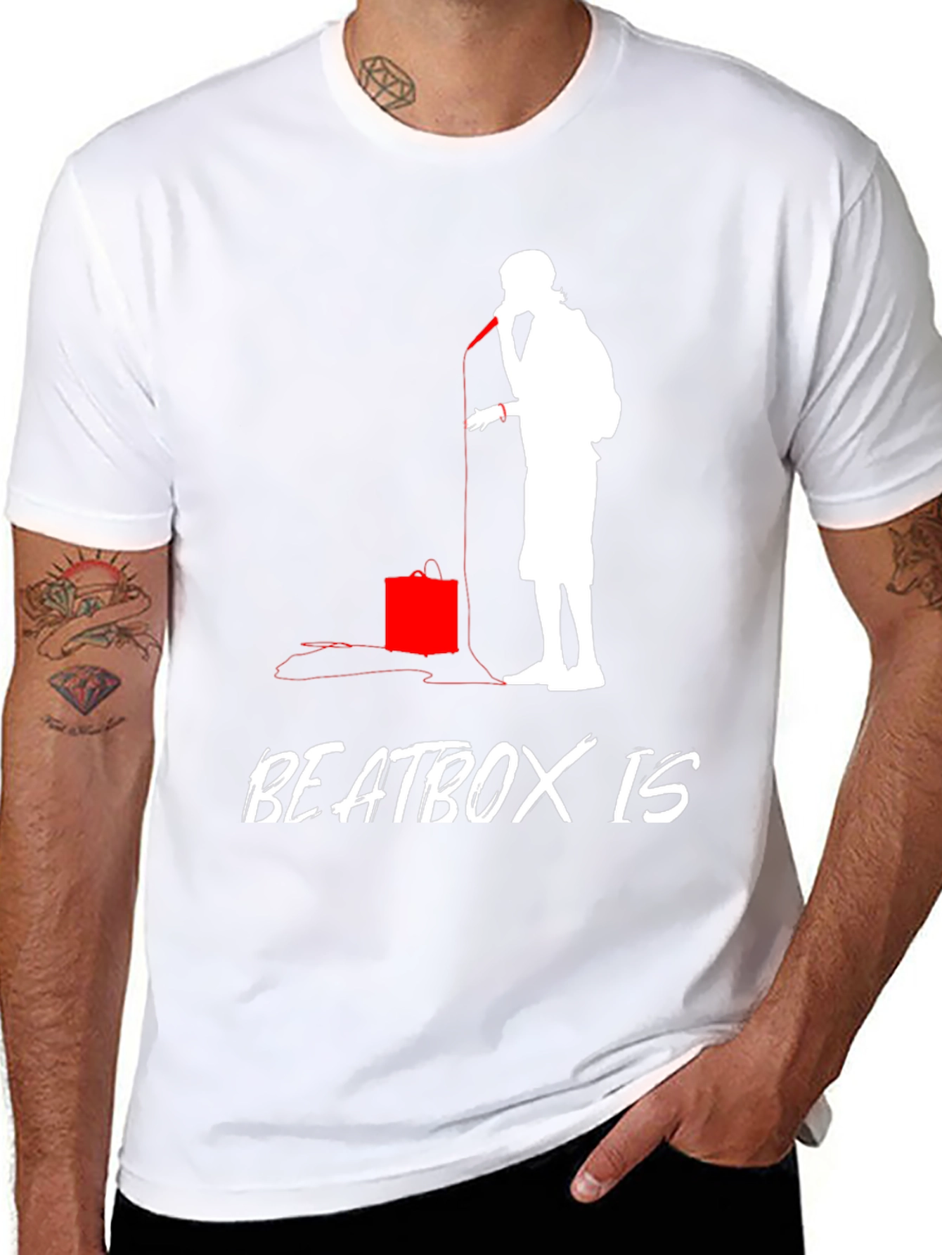 Camiseta Negra con Diseño de Beatbox